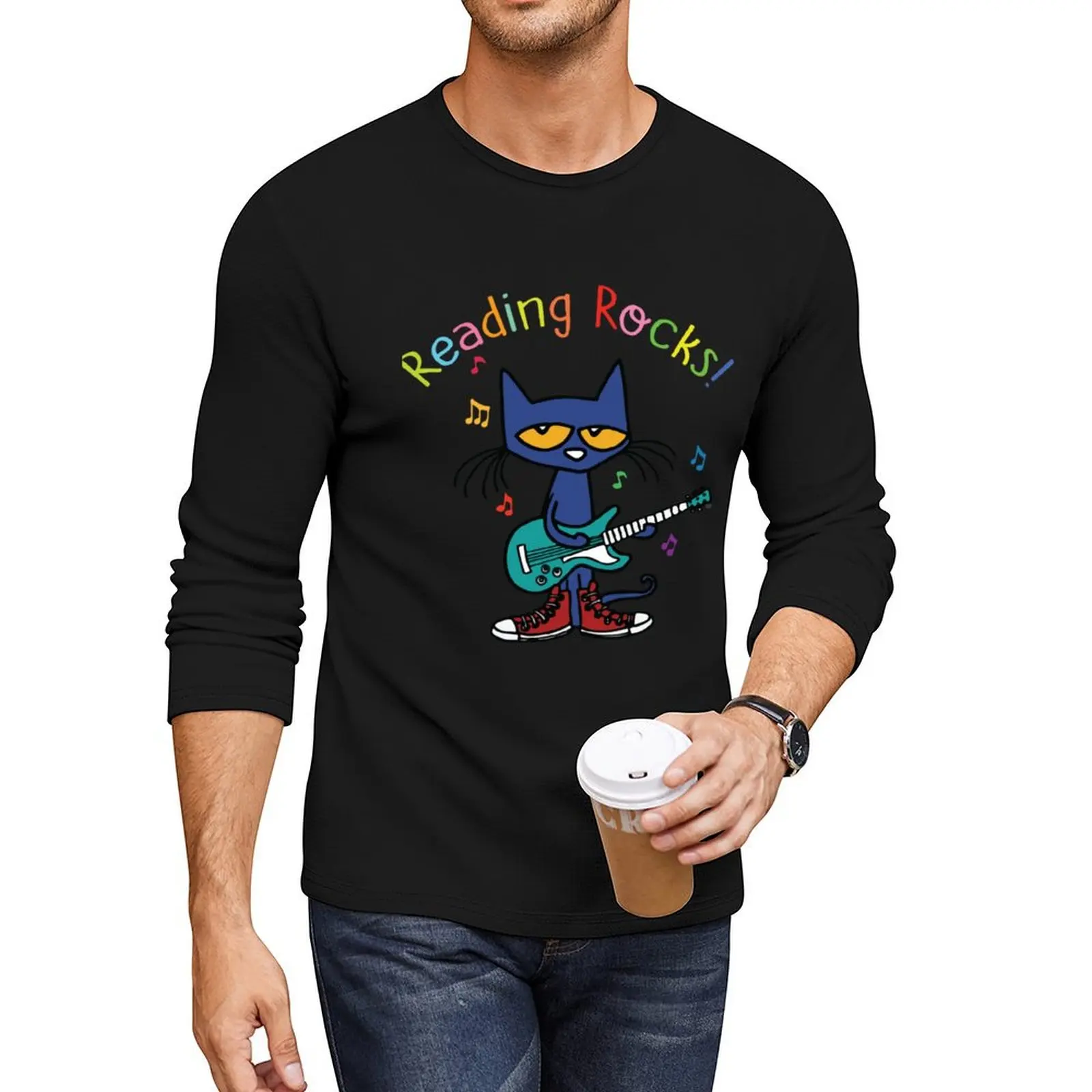 Reading rock pete the cat Classic Long T-Shirt vintage t shirt t shirts for men