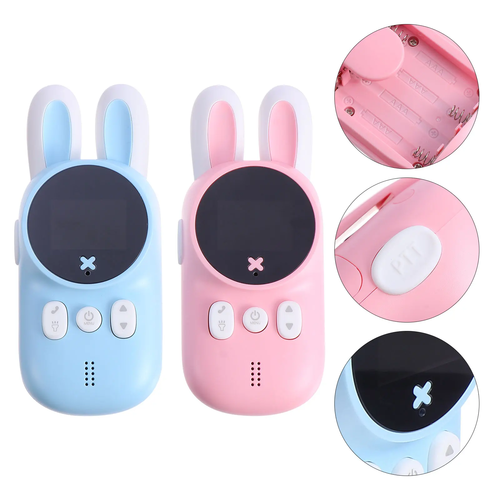 

2pcs s Cartoon Bunny Walkie- Set Interphone Outdoor Two-Way 3Km Range Auto Channel Mini Plastic