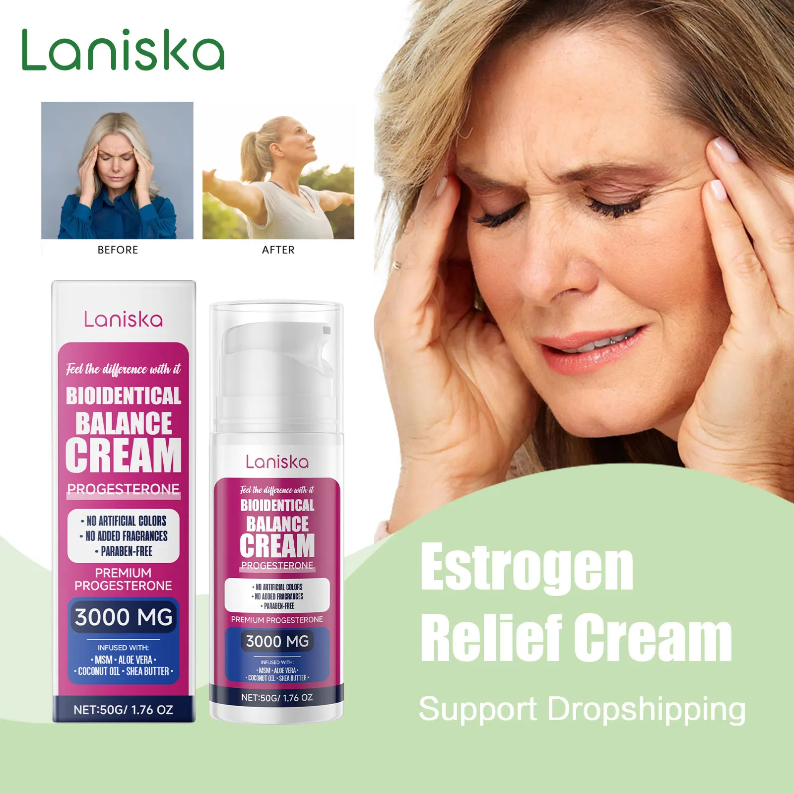 

Estrogen Relief Cream Menopause Regulate Progesterone For Women Reduce Fatigue Hot Flashes Mood Swing Improve Sleep Anti Anxiety