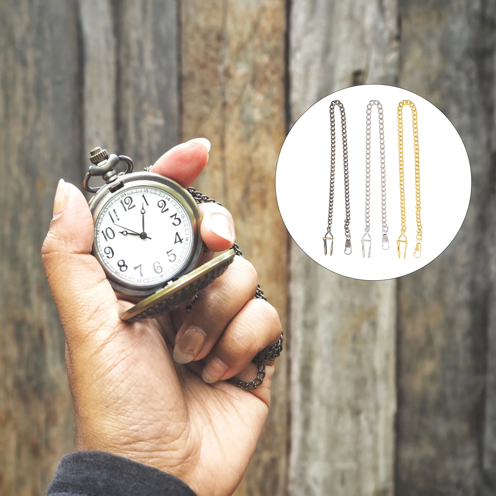 

3 Pcs Watch Hanging Chains Chain Retro Metal Hanging Chains for Vest Silver Gold Bronze Retro Watch Chain Pendant Color