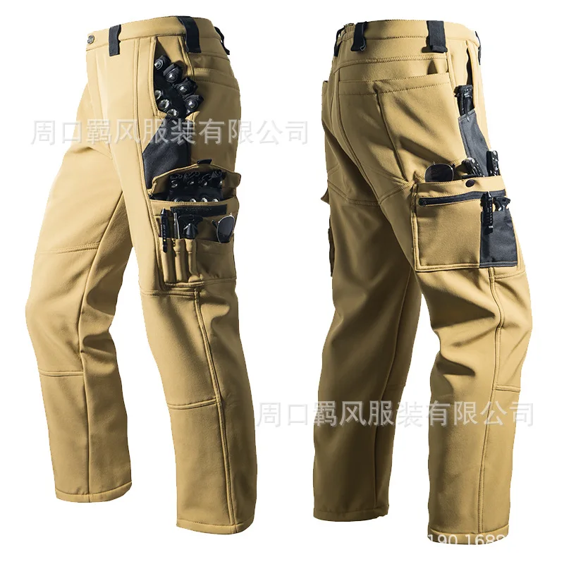 

2025 men's new velvet, outdoor tactics, multi-functional pockets, wear-resistant, loose military, breathable pants.