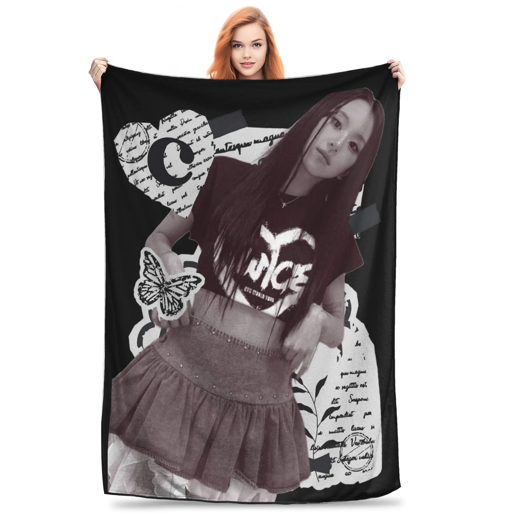 Twices Son Chaeyoung Knitted Blankets  Wool Throw Blanket Summer Air Conditioning Decoration Lightweight Bedspreads