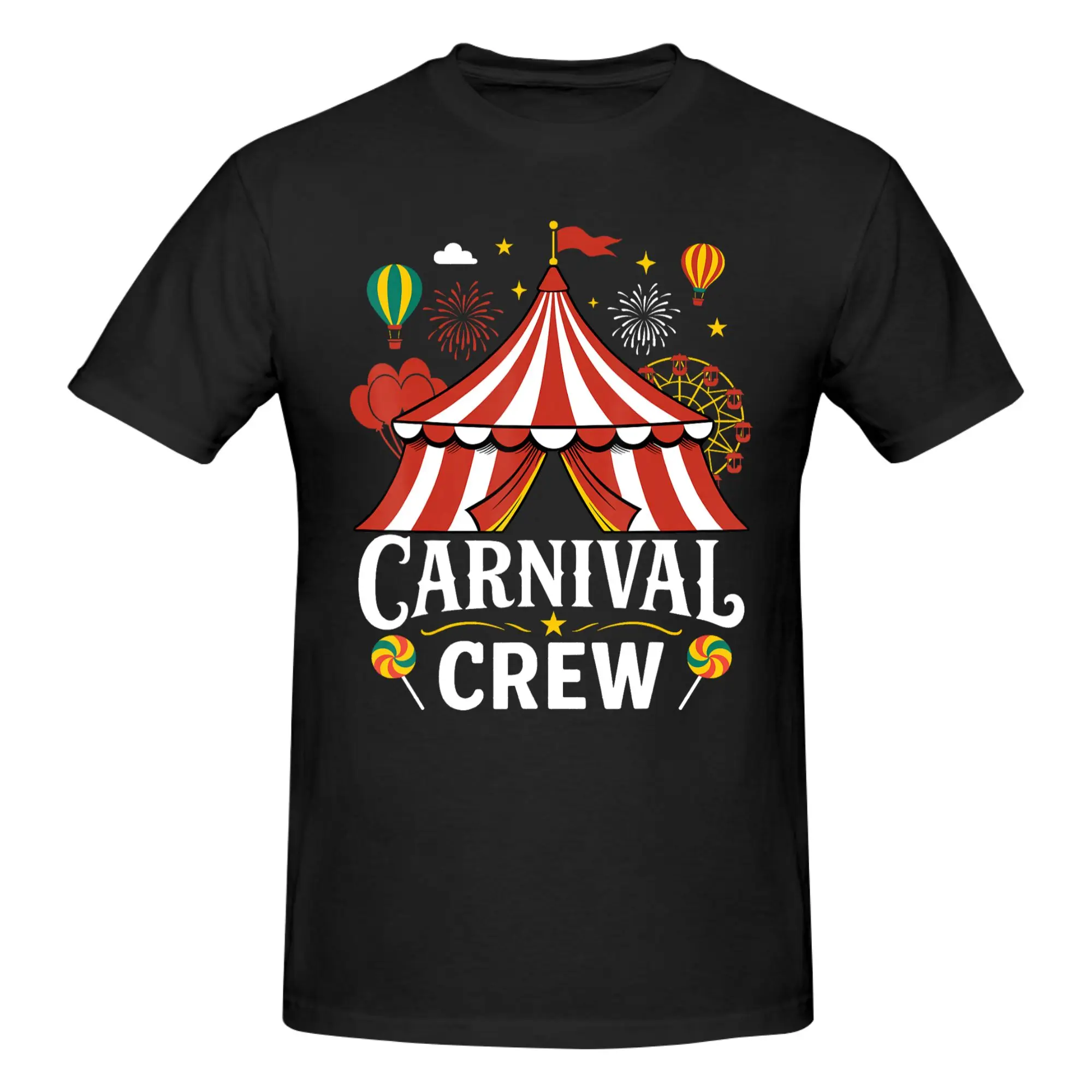 1 Piece Funny Carnival Crew Circus Staff Theme Party Carnival Costum Funny 100% Cotton T-Shirt Carnival Crew Tops Tees For Men