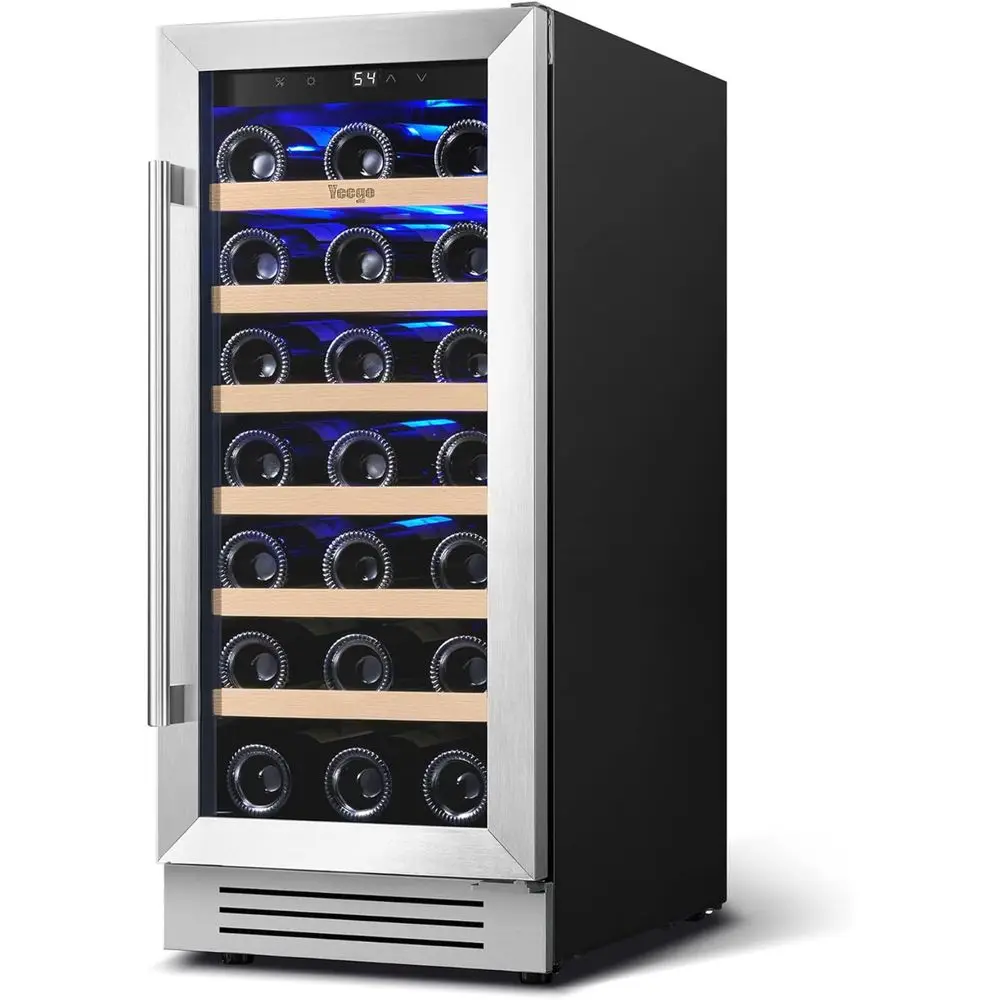 

15 Inch Dual-Zone Wine Cooler, Holds 33 Bottles, 40-65°F Temperature Control, Glass Door, Built-in or Freestanding, Under Counte