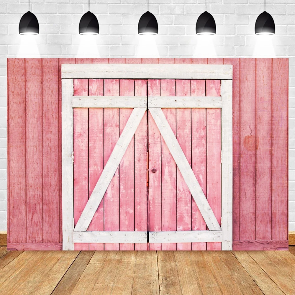 Fondo de puerta de madera de Granero rojo rosa, granja occidental Vintage, Baby Shower, fiesta de cumpleaños, fotografía, decoración de fondo, estudio fotográfico