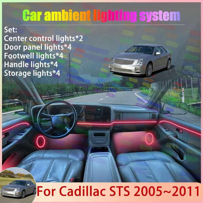 

For Cadillac STS 2005~2011 2006 2007 2008 2009 2/24 in 1 Car Atmosphere Light Lamp RGB Shade Ensemble Streamer Atmosphere Set
