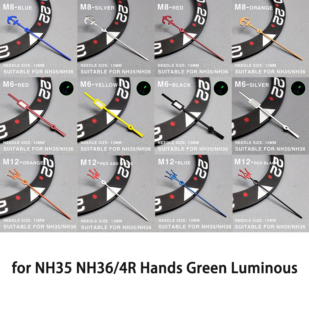 يد ساعة مضيئة للحركة ، إكسسوارات معدلة ، مرسيدس ، ثواني ، تناسب NH35 ، NH36 ، 4R