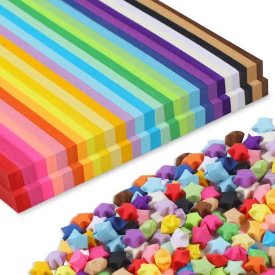 2060 Sheets Origami Paper, 27 Assortment Colors Double Sided Star Paper Strips, 8.5 x 0.4 Inch Lucky Origami Star Paper Strips