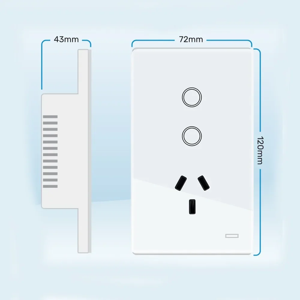 Shawader Wifi intelligent Tuya interrupteur d'éclairage prise argentine prise murale australie sortie tactile panneau de verre à distance par Alexa Google Home