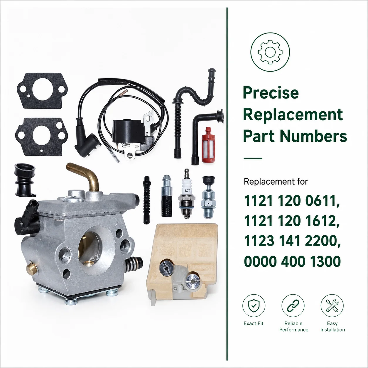 Tune Up Kit for Stihl MS240 024 Chainsaw Parts Replaces 1123 141 2200 0000 400 1300 Carburetor Coil Fuel Oil Filter