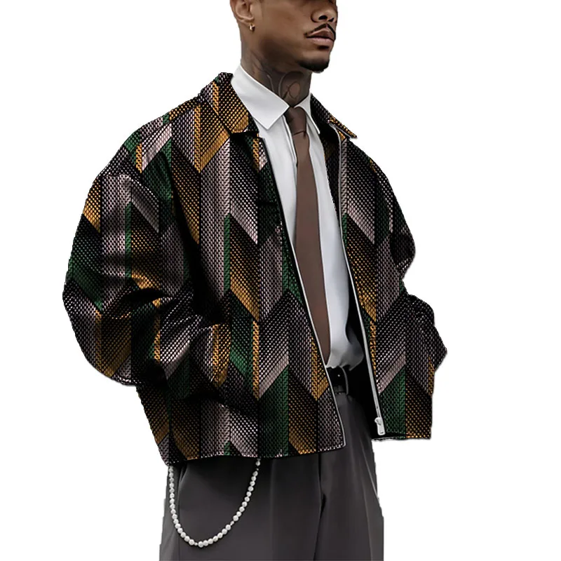 Męska kurtka z bawełny z podszewką, inspirowana wzorem dashiki, ciepła krótka kurtka, afrykańska odzież wyszukana, pogrubiona podszewka.