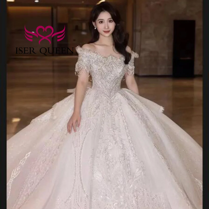 

Customized High End Quality Princess Wedding Dresses Ball Gown Crystal Heavy Beading 2025 Luxury Bride Dress Women WX0428