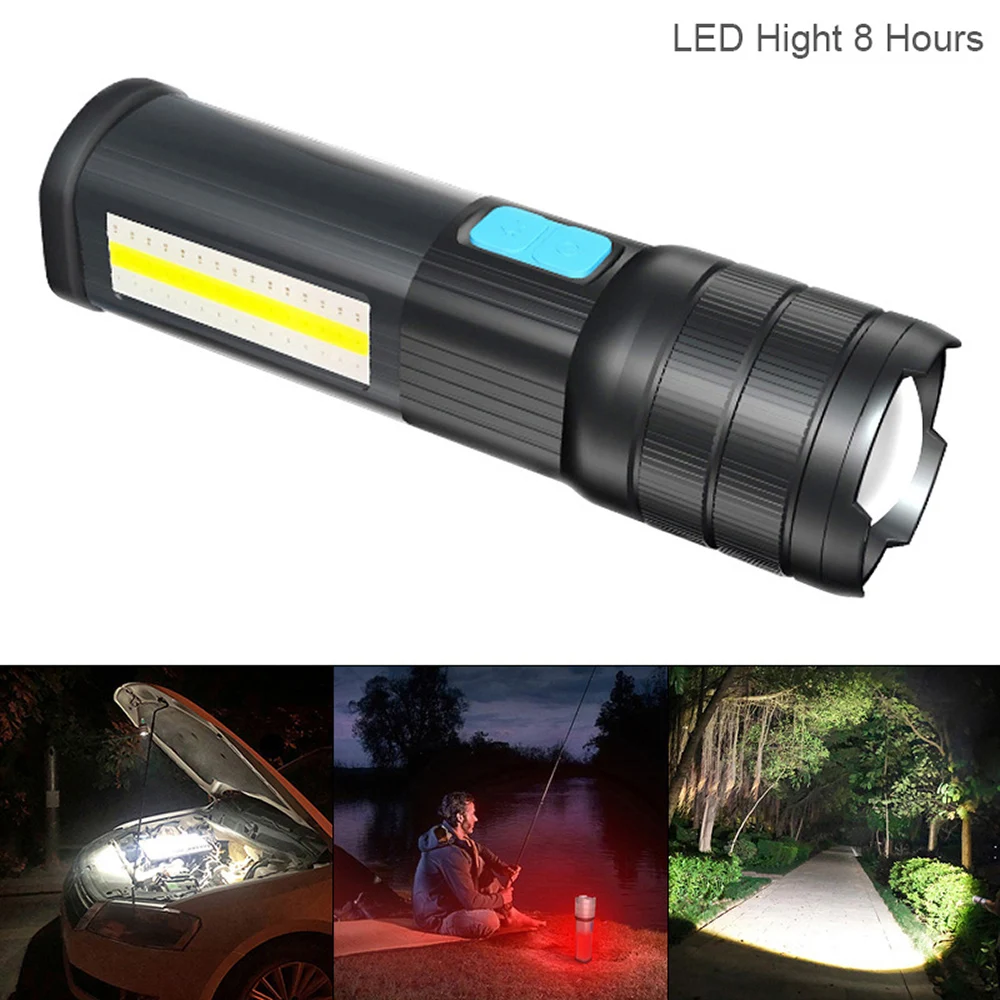 

Waterproof LED COB Flashlight Multi-functional USB Charging Work Light Torch for Camping / Hunting with Highlight Mode