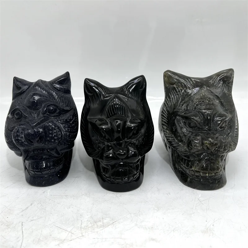 Wholesale Hand Carved High Quality  Healing Stones Leopard Head Animal Crystal Crafts For Gifts