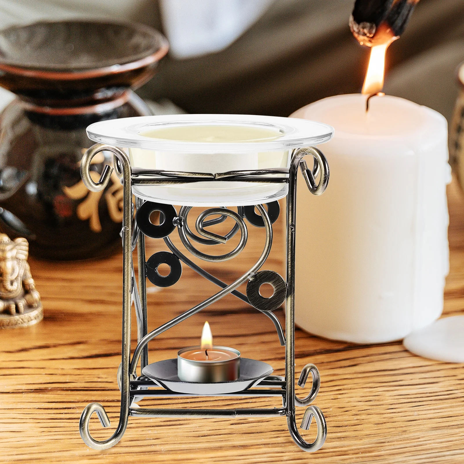 

Transparent Glass Replacement Oil Warmer Dish Essential Oil Melting Tray Wax Melt Plate for Home Office Use Wax Melt Warmer Bowl