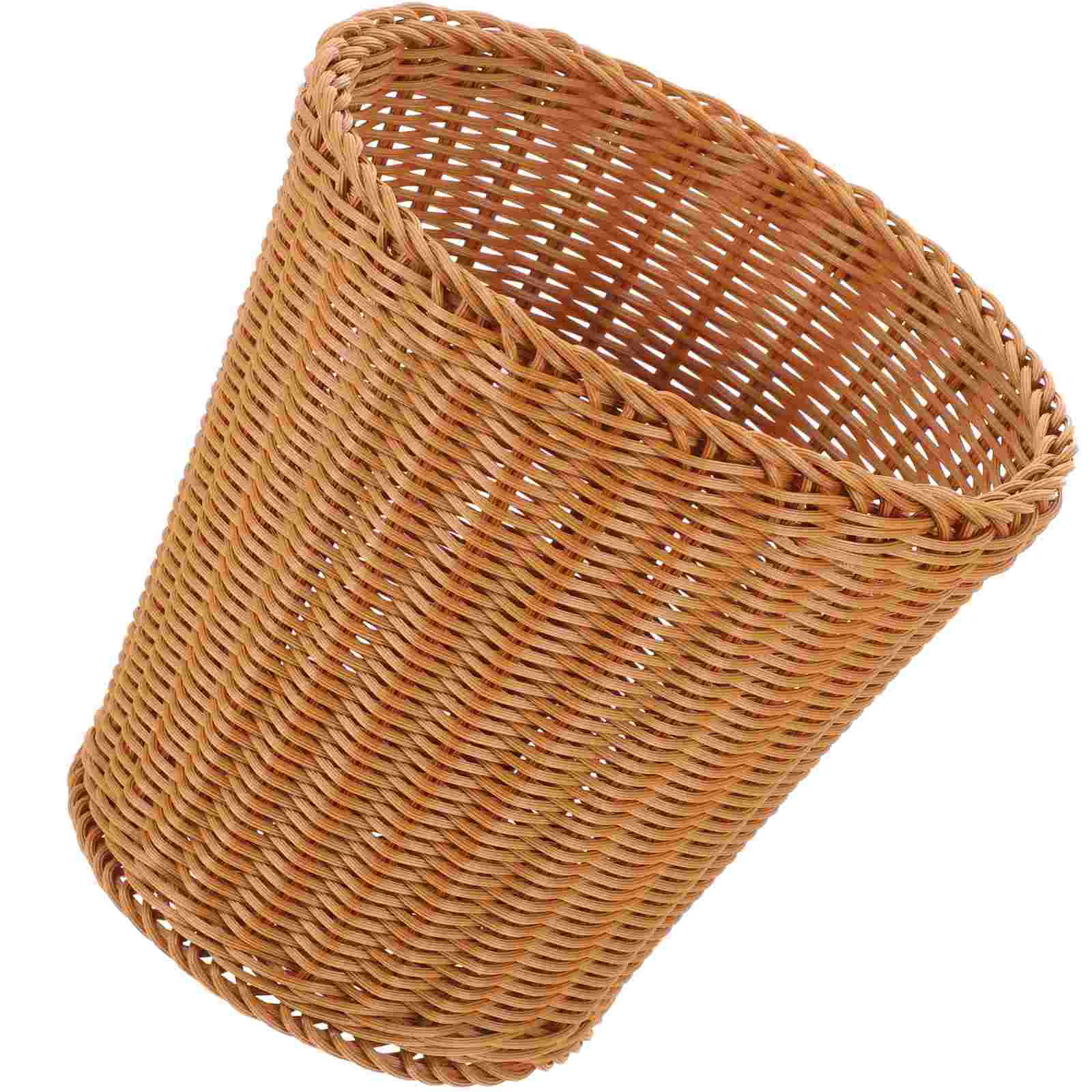 Laundry Basket Rattan Trash Can Garbage Plastic Waste Storage Box Tabletop Woven