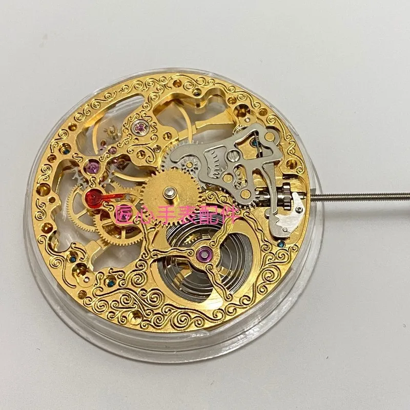 Genuine Mechanical St3600 Golden Manual Skeleton Hand Winding 6497 Hollow Out Carved Flowers Movement For Men's Watch