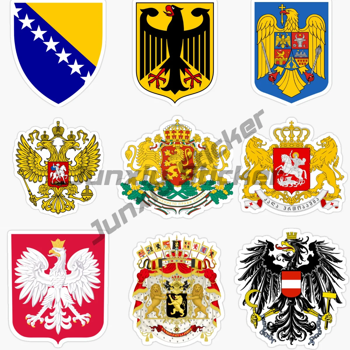 

Romania Austria Blued Bulgaria Belgium Bosnia and Herzegovina Germany Russia Georgia Ational Emblem Logo Car Stickers PVC Decal