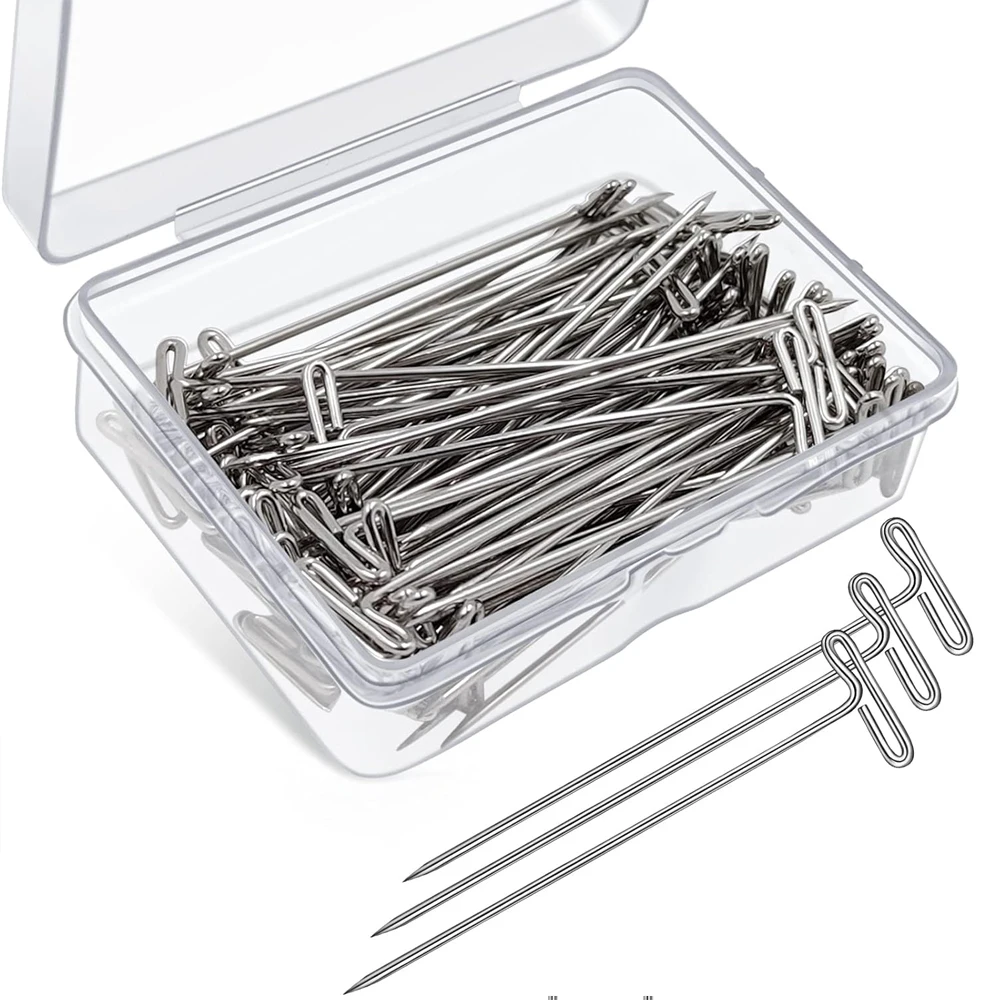 

100 шт. 38/51 мм T-образные иглы для изготовления париков/дисплея на манекене, холст, головка 38/51 мм, T-образные иглы, инструменты для укладки салона