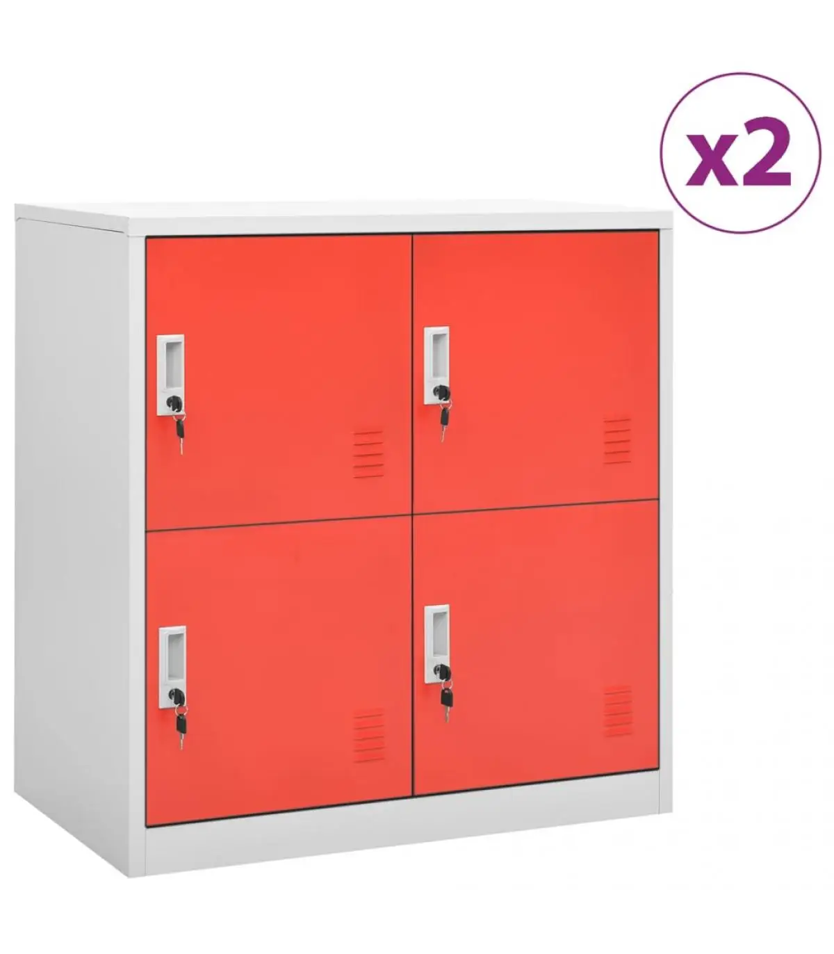 2 Pcts Red Grey Steel Lockers and Lockers Storage Lockers 90x45x92,5 cm