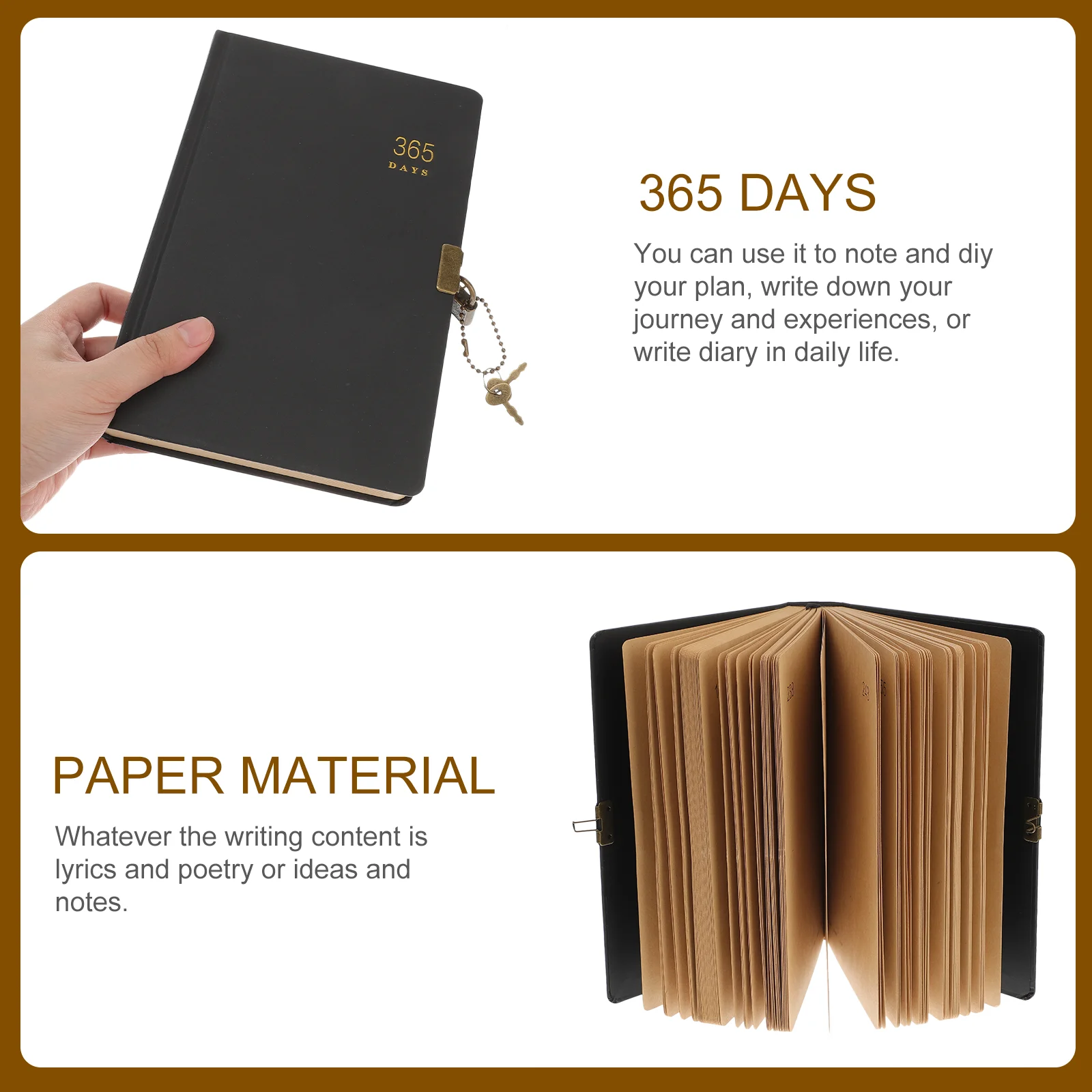 Journal Notebook with Lock 365 Days Secret Diary Lovely Notebook Writing Diary Notebook for Student Man Woman ( Random Style )