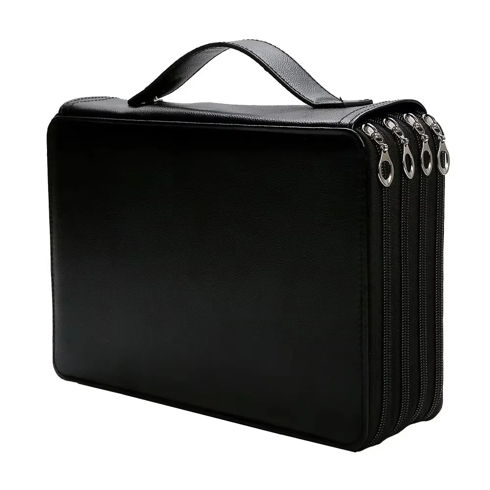 

200 Hole 4-layer Large Capacity Painting Pen Storage Bag Waterproof PU Leather Pencil Case for Kids Student Art Pencil Bag