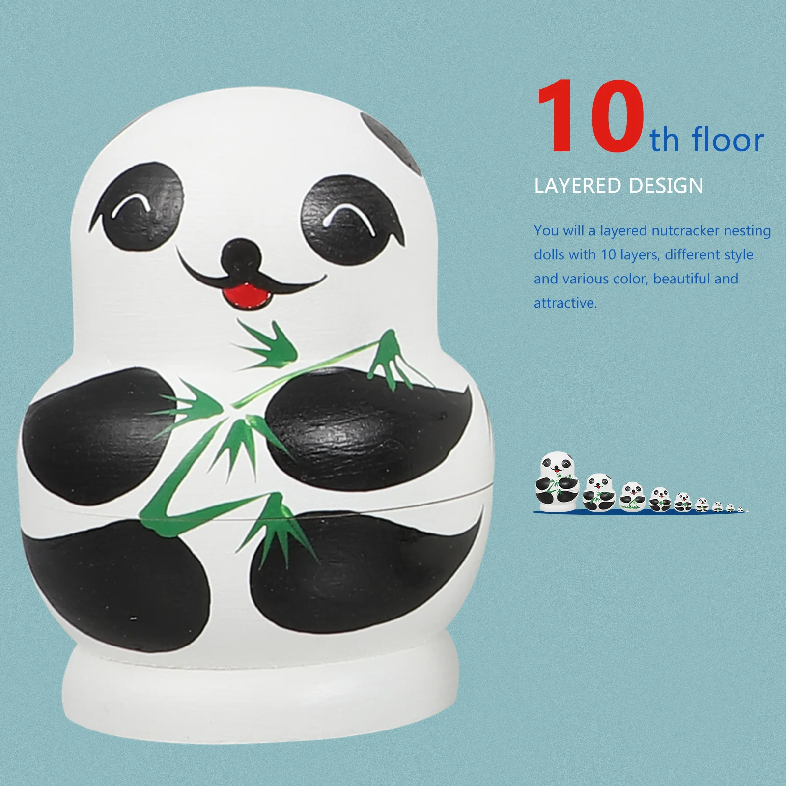 1 ensemble de Matryoshka en bois créatif en forme de panda, jeu de nidification russe, décoration éducative pour la maison, bureau, design unique, nidification russe