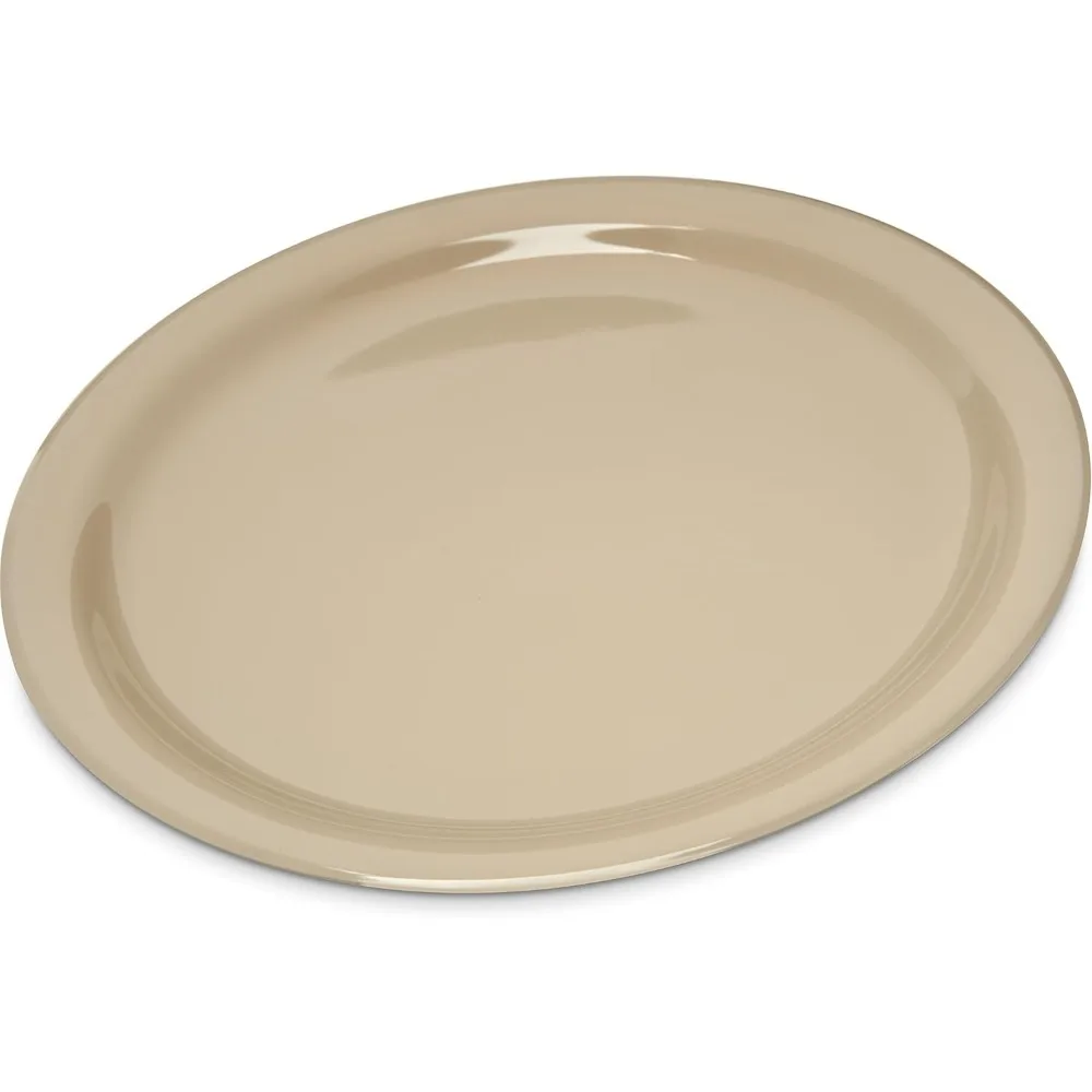 Reusable Plate Dinner Plate for Home and Restaurant, Melamine, Tan, (Pack of 48)