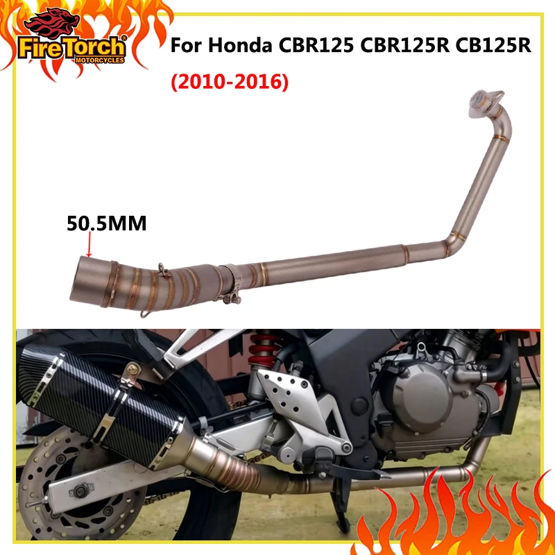 Motorrad-Auspuff aus Edelstahl, vorderes Mittelrohr zum Aufstecken für Honda CBR125 CBR125R CB125R CBR150 CBR150R CB150R 2010 - 2016