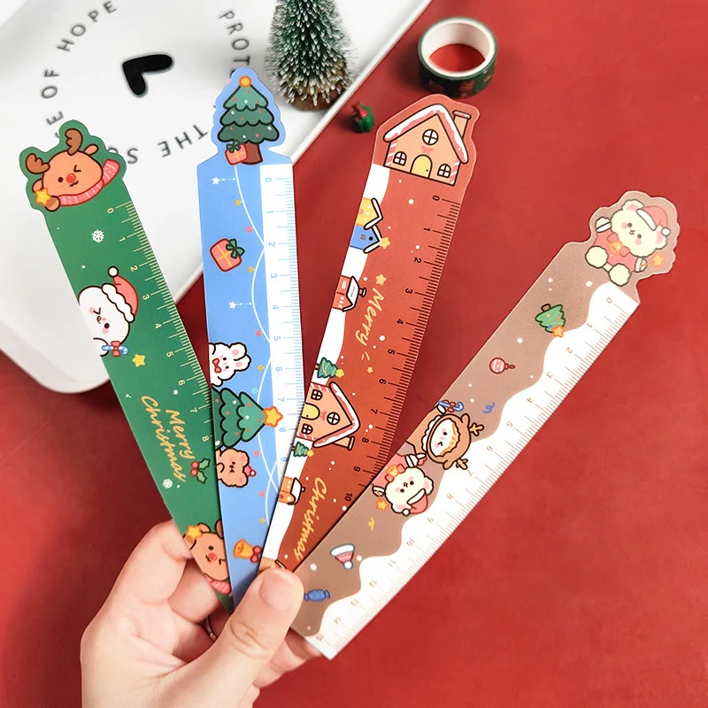 15cm Cartoon Christmas Magnetic Ruler Kawaii Stationery Rulers Student Soft Design Ruler Set of Drafting Rules SchoolSupplies