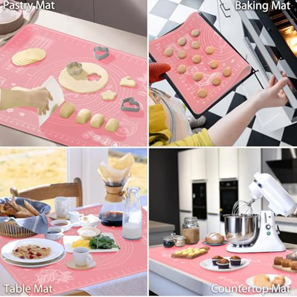 1PCS Silicone Baking Mat Kneading Pad Double Thickness Pizza Cake Dough Mat Grill Non-Stick Gadgets Bakeware Cooking Tools