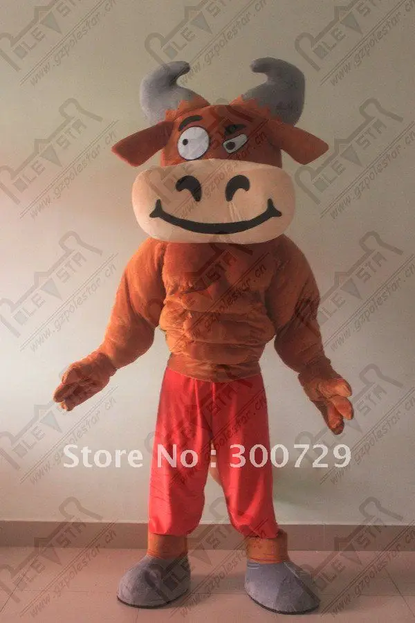 Novo personagem adulto engraçado bull mascote traje halloween vestido de natal adereços de corpo inteiro roupa traje da mascote