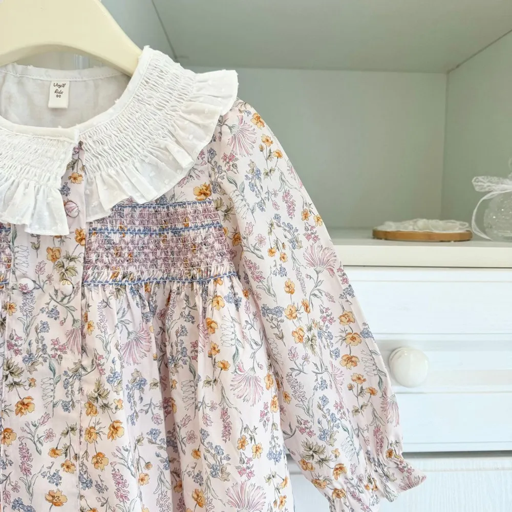 

baby girl clothes baby dresses cotton hand embroidery Sweet girls' printed dress Autumn long sleeved dress