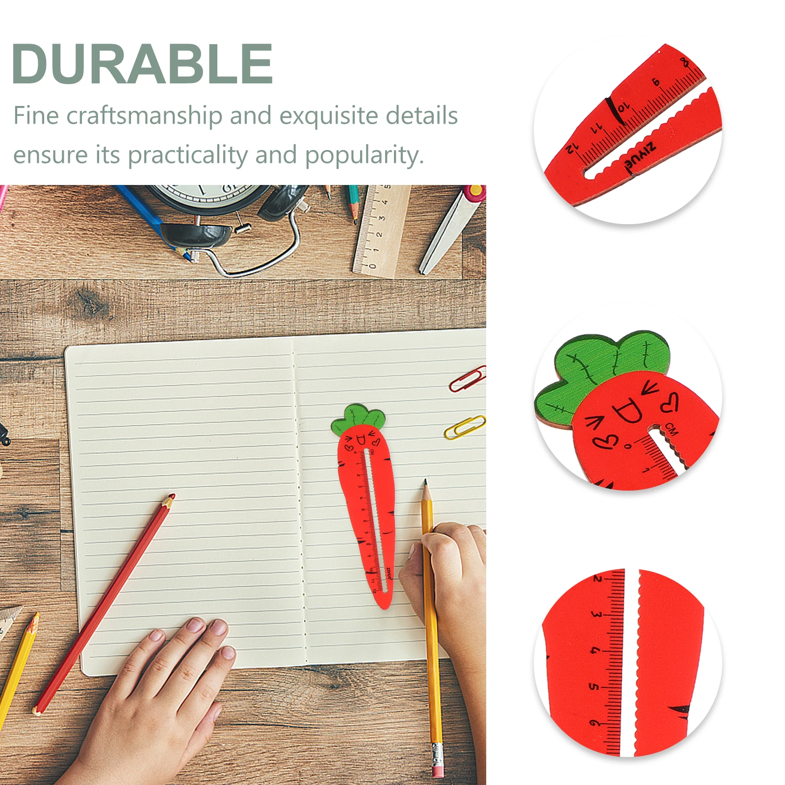 3pcs Carrot Shape Wooden Ruler Cartoon Design For Home Office School Factory Students Teachers Gift Idea Drawing Tool