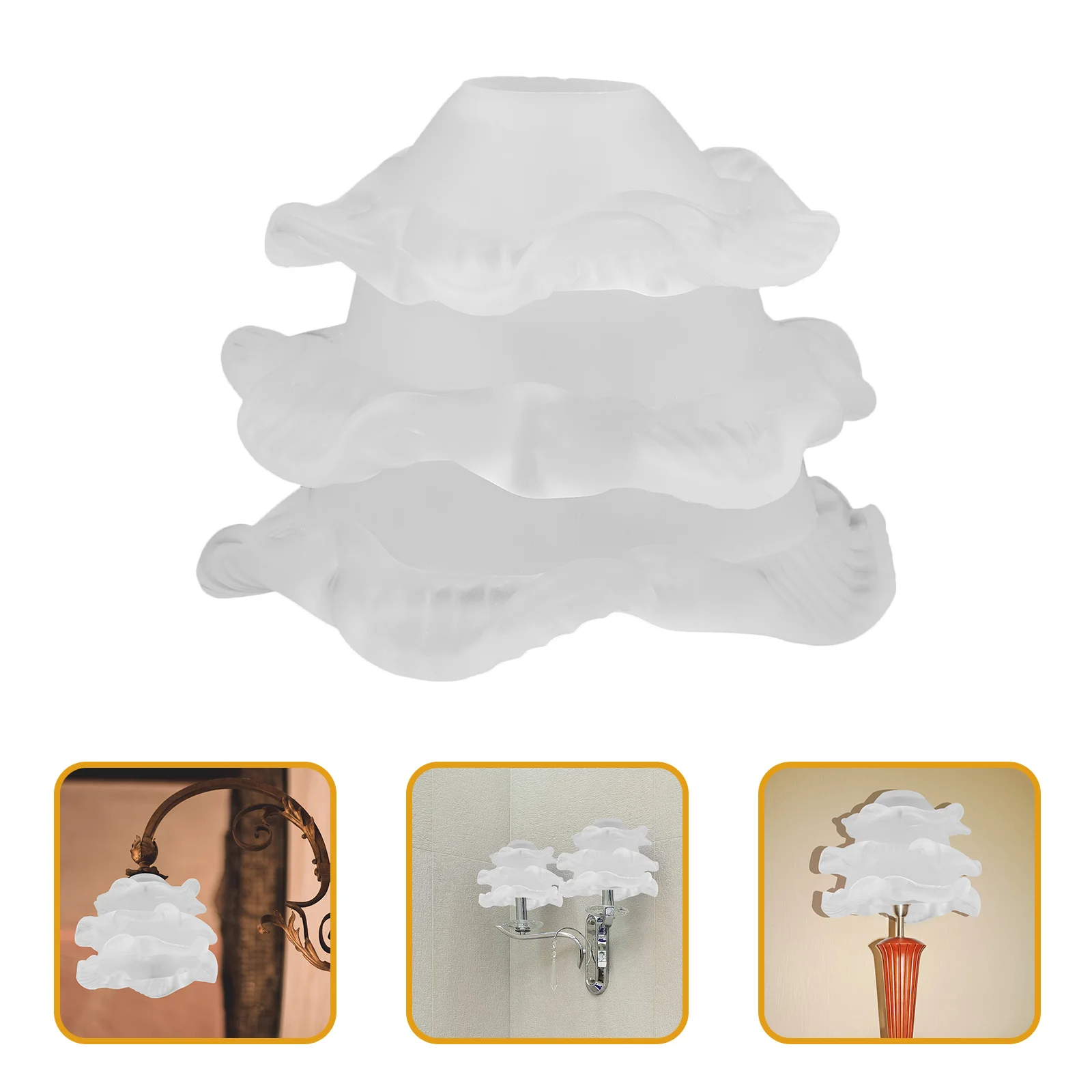 

Minimalist E14 Glass Lamp Cover Layered Design for Wall Lamps Easy Installation Decorative Light Accessory Lamp Shades