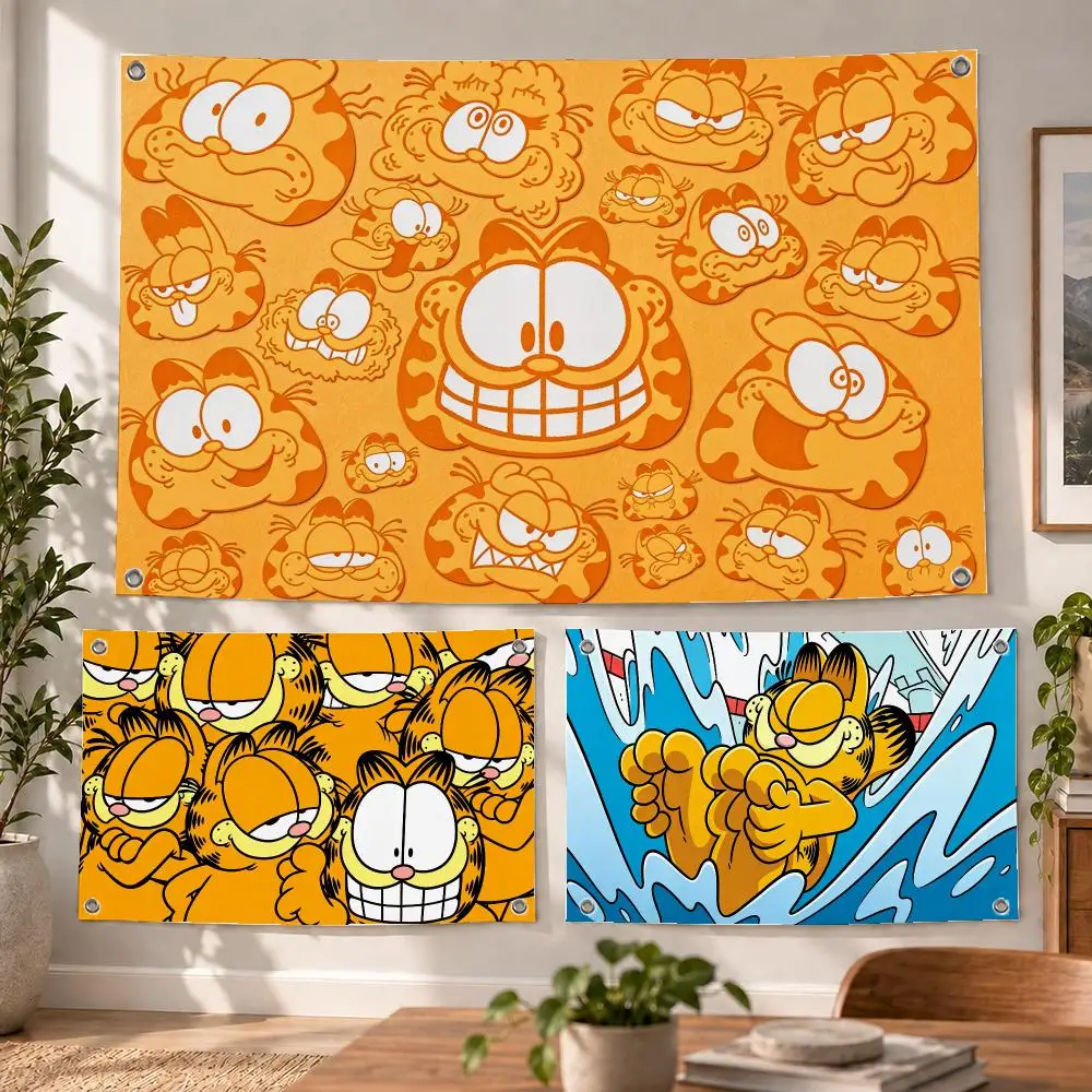 Cartoon Garfield Flags Decorative Flag Banner Indoor Bedroom Dorm Gaming Room Wall Party Club Decor Fan Gift