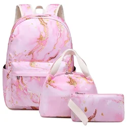 3 pçs sacos de escola para adolescentes meninas estudantes da escola mochila bonito saco de livro à prova dwaterproof água conjunto saco de escola com almoço caso lápis