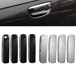 4 pcs Car Outside Door Pull Grab Handle Cover Black For AUDI A6 C6 2005-2011 Black Silver