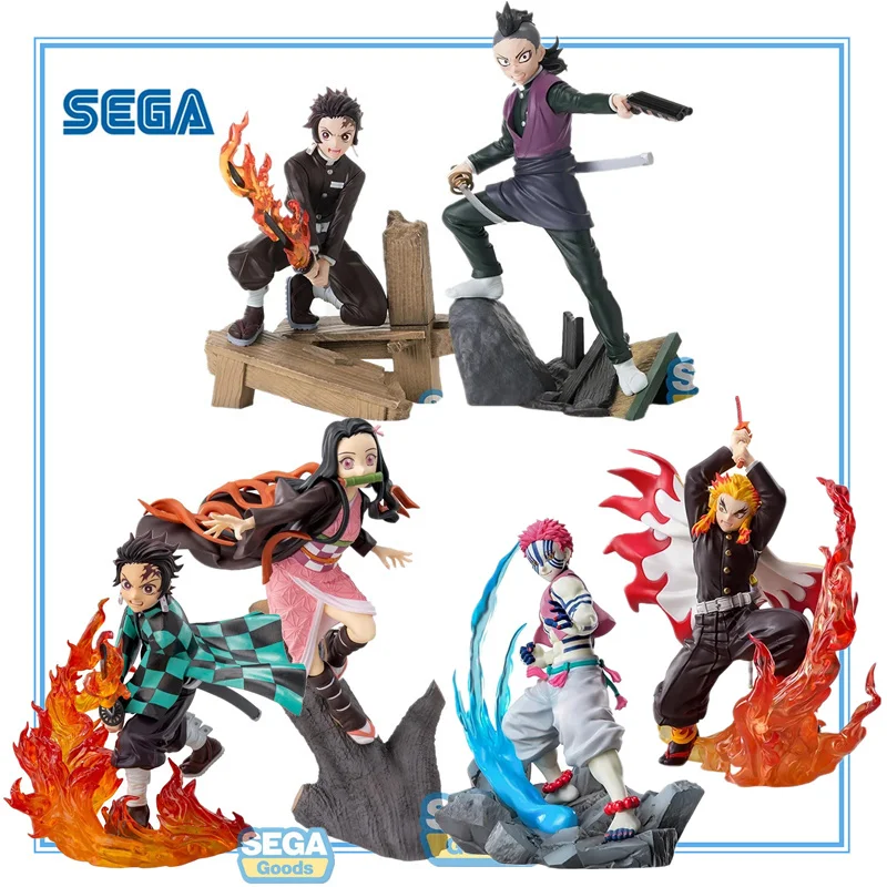 In Stock SEGA Xross Link Demon Slayer Tanjirou Nezuko Kyoujurou Akaza Genya PVC Anime Action Figures Model Collection Toy Gift