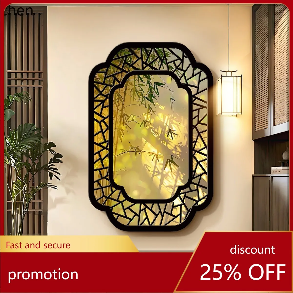 

Декоративная картина для входного шкафа YFY, высококачественное настенное панно для создания атмосферы, новая китайская картина в стиле дзен с видом на окно.