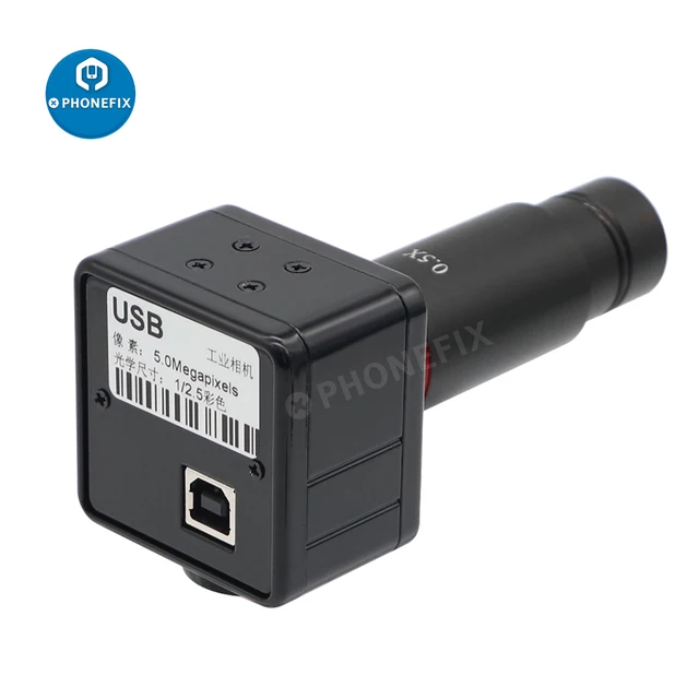 5MP CMOS mikroskop USB przemysłowy aparat cyfrowy 0.5X okular C-Mount 23.2mm Adapter z pierścieniem 30/30.5mm do przechwytywania obrazu