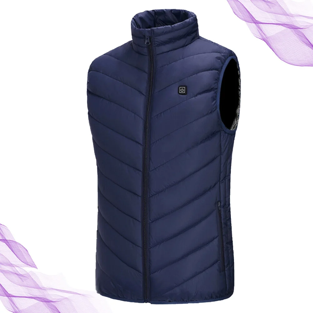 

【】Heated Cotton For Men Usb Electric Heated Vest Warm Electric Vest 45°C Temperature Control Washable Clothing Blue Size L
