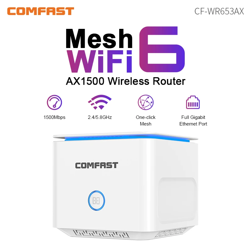 Comfast AX1500 WiFi6 Mesh Router 2.4G&5.8GHz Gigabit Dual Band Wireless Router 1500Mbps Powerful WiFi 6 Router Seamless Roaming