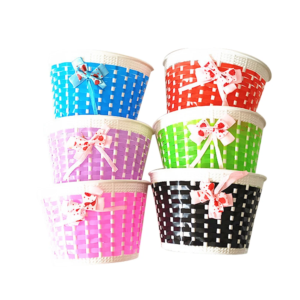 

Kids Woven Plastic Front Basket Storage Hand Woven Plastic Basket Toys Durable Adjustable Straps Easy Assembly Removal