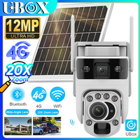 UBOX 12MP Outdoor 4G Sim Solar Camera 20X ZOOM Dual Lens Wireless Security Camera PIR Night Vision Auto Tracking Human Detection