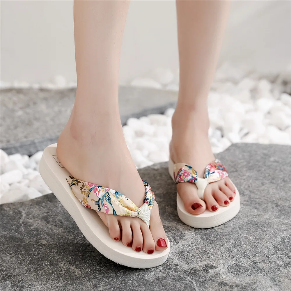 Women Summer EVA Slipper Bohemian Satin Ribbon Female Flip Flop 2024 Beach Simple Leisure Ladies Shoes Sandal Chaussure Femme