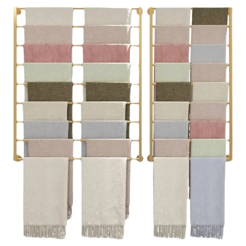 Iron Artwork With Painted FinishScarf Display Rack Silk Scarf Rack Wall Multi-layer Hanger Shawl Fabric Towel Pendant Display St 5