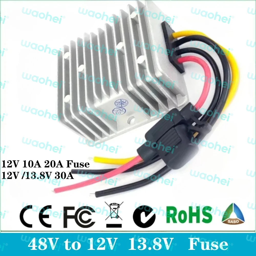 

48V to 12V13.8V 10A 20A 30A DC DC Step Down Converter Voltage Stabilizer Isolated Model Golf Cart Cars Voltage Reducer with Fuse
