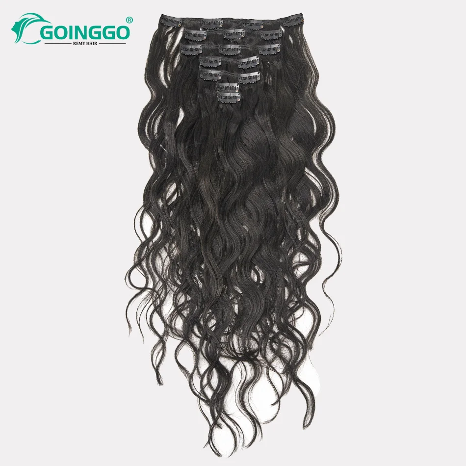

Натуральные черные заколки для наращивания волос, человеческие волосы, влажные и волнистые волосы, 7 шт./компл., 120 г, заколки для волос Remy, наращивание, полный конец, 13-23 дюйма