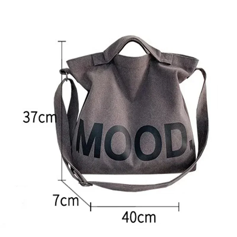 New Reinforced Wearable Letter Canvas Bags Large Capacity Men\'s and Women\'s Bags Spot Fast Shipping Solid Color Single Shoulder